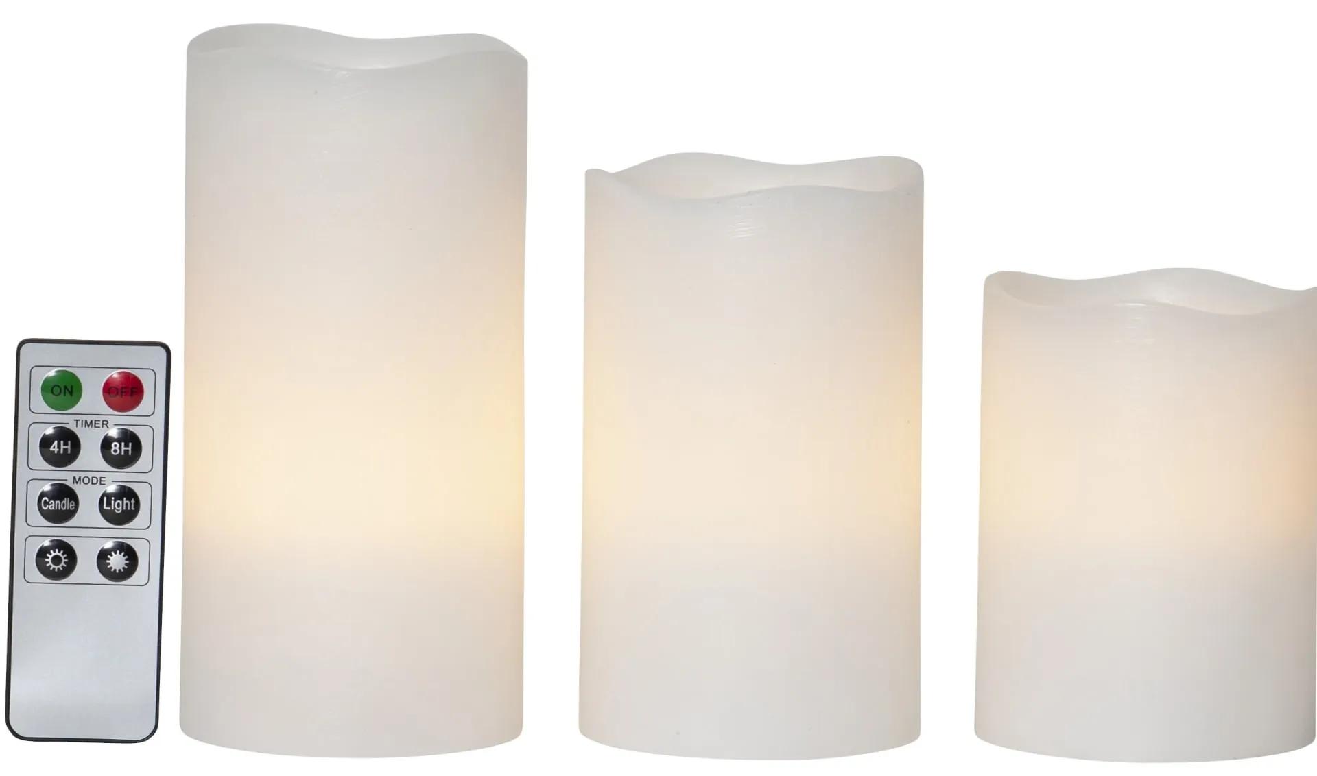 STAR TRADING Voskové LED sviečky s ovládačom White – set 3 ks