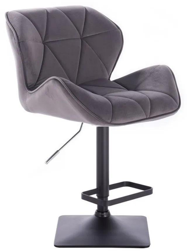 LuxuryForm DESIGN Barová stolička MILANO VELUR na čiernej hranatej podstave - tmavo šedá