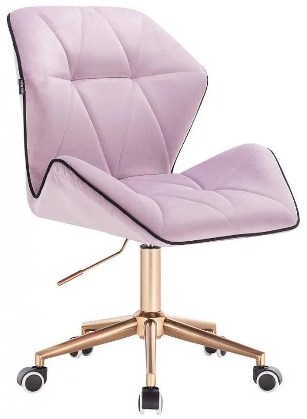LuxuryForm DESIGN Stolička MILANO MAX VELUR na zlatej podstave s kolieskami - levanduľa