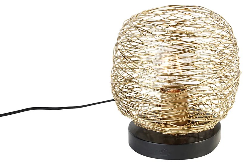 Dizajnová stolná lampa zlatá s čiernou 20 cm - Sarella