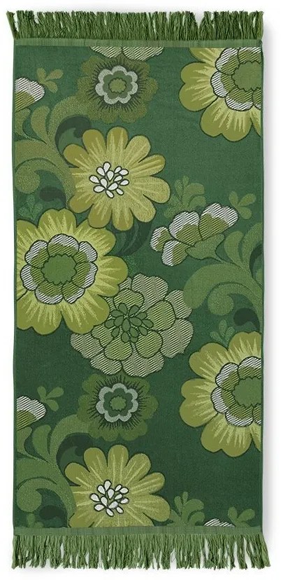 Tmavozelený uterák / osuška so strapcami 1965 - 70*140 cm Tmavozelený uterák / osuška so strapcami 1965 - 70*140 cm
