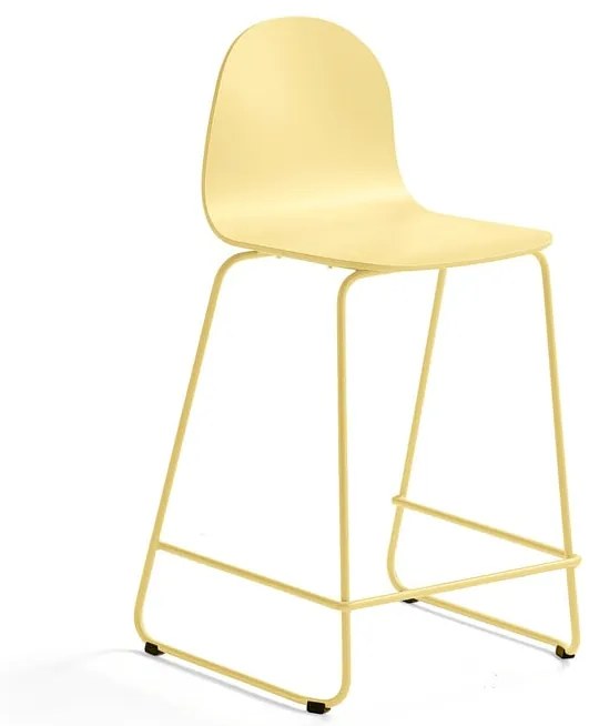 Barová stolička GANDER, s klzákmi, výška sedu 630 mm, lakovaná, horčicová