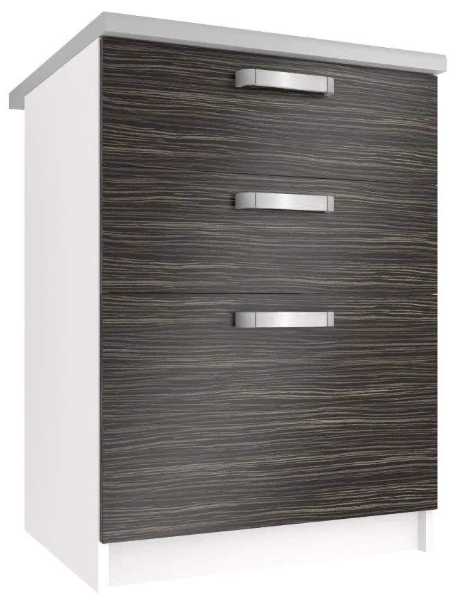 Kuchynská skrinka Belini spodná so zásuvkami 60 cm eben kráľovský s pracovnou doskou TOR SDSZ60/0/WT/HK/0/U