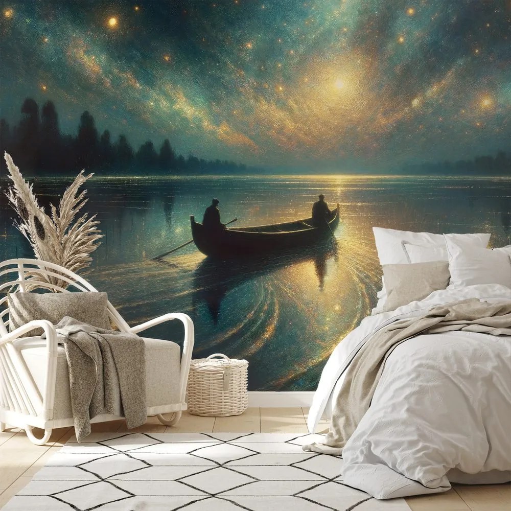 Samolepiaca tapeta nočné jazero pod hviezdnou oblohou
