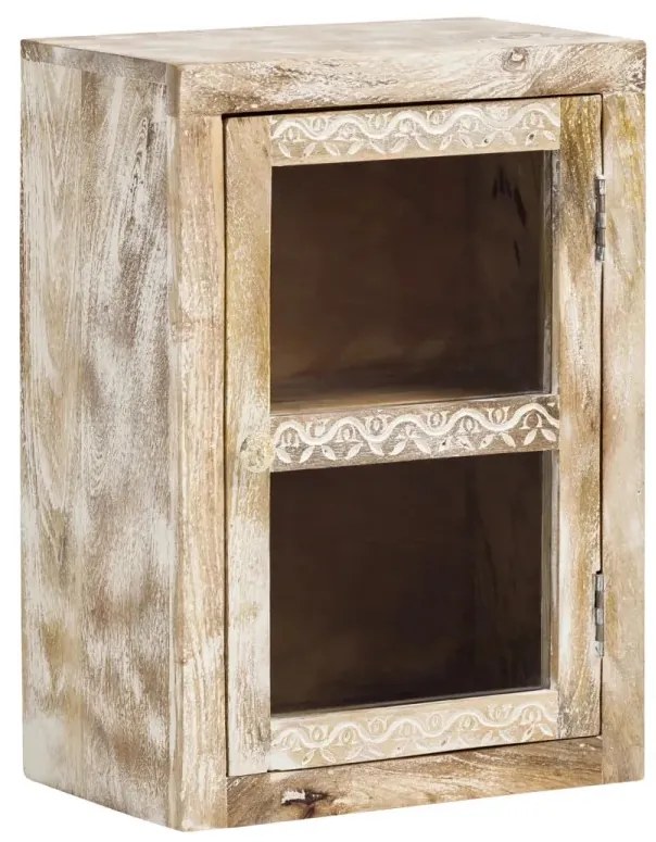 furniture-nabytek.cz - Masívna nástenná skrinka Bitna z mangového dreva, lakovaná, prírodná farba – 43×25×60 cm