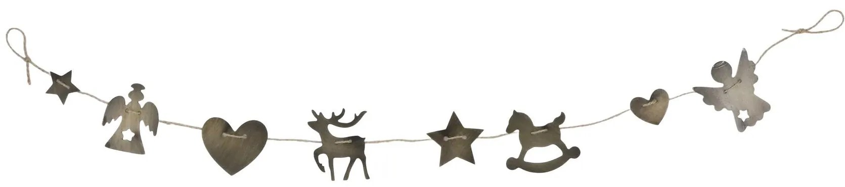 Mosadzná antik závesná girlanda s 8 figúrkami - 6*105 cm