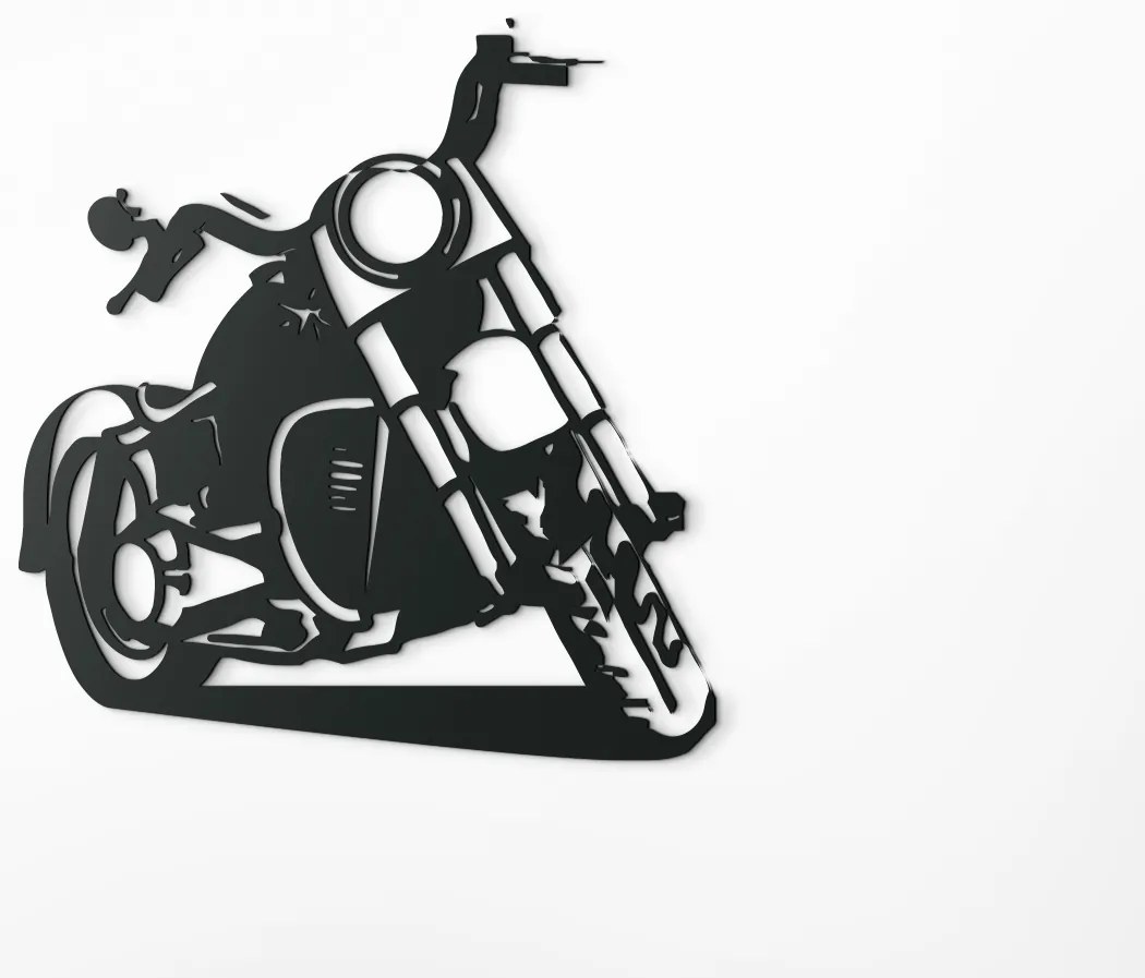 drevko Drevená nálepka na stenu Chopper Rozmer obrazu: 35,5 x 32,5 cm, Farba dekorácie: Čierna