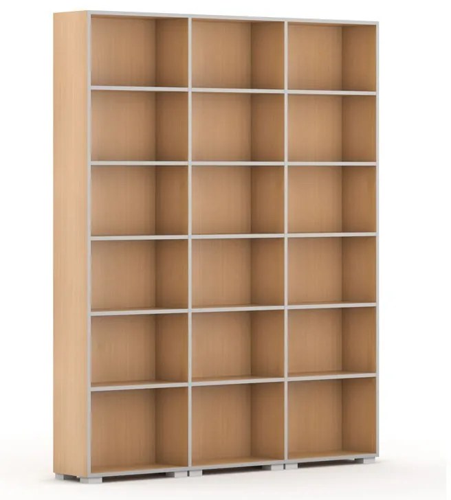 Knižnica SILVER LINE, 3 stĺpce, 2230 x 1800 x 400 mm, buk