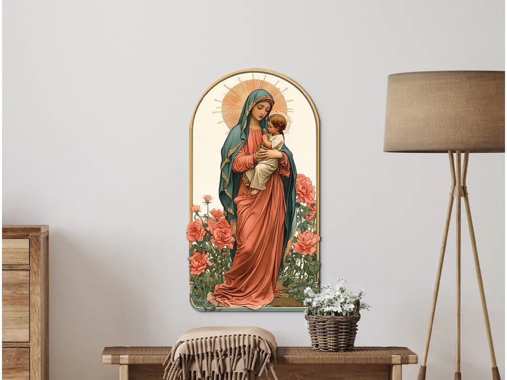 drevko | Obraz na stenu Madona medzi ružami 80 x 44 cm