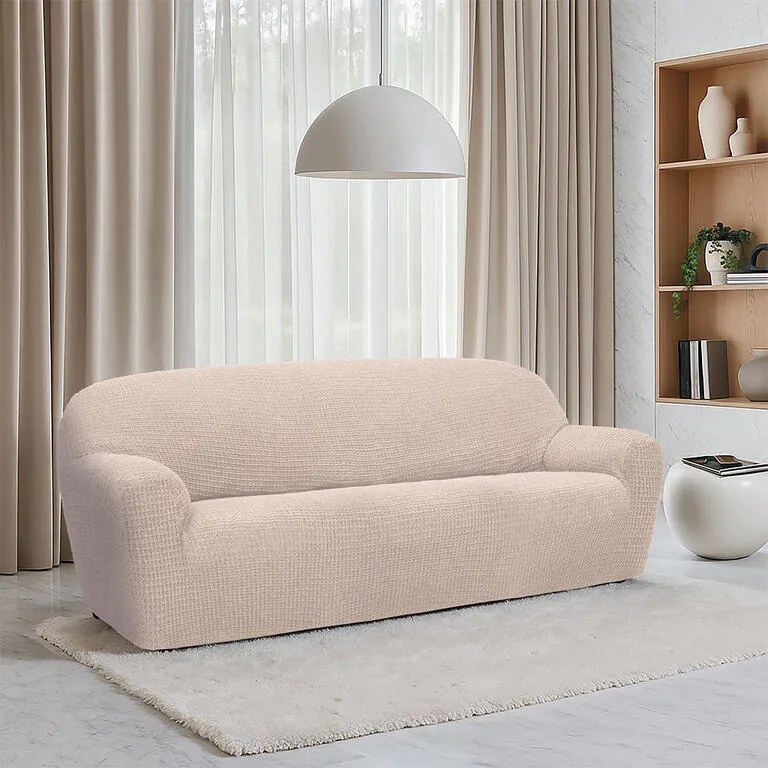 Super strečové poťahy RUBINIA smotanová trojkreslo (š. 180 - 230 cm)