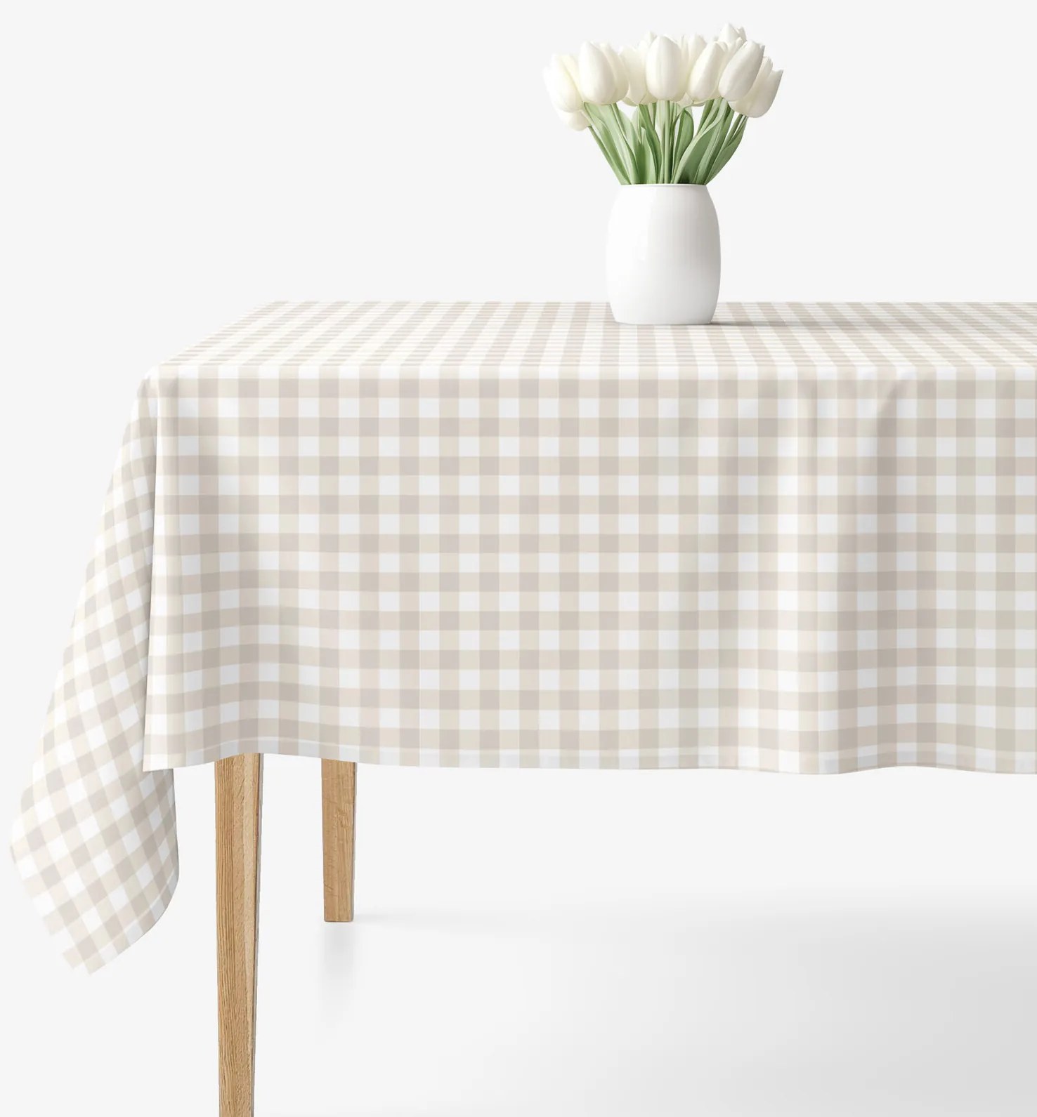 Goldea hranatý obrus 100% bavlnené plátno - latte kocky 80 x 80 cm