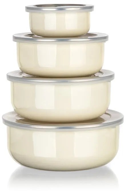 Smaltované misky s viečkami AMANDE béžové