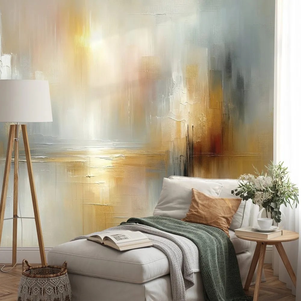 Tapeta abstraktné zlaté a sivé tóny