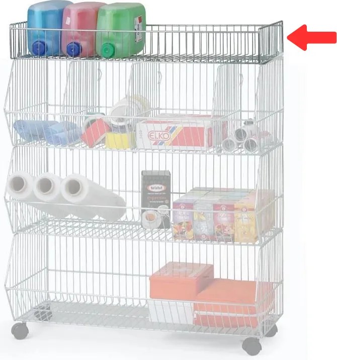 Horná drôtená polica pre hrabacie, stohovacie koše, 600 mm