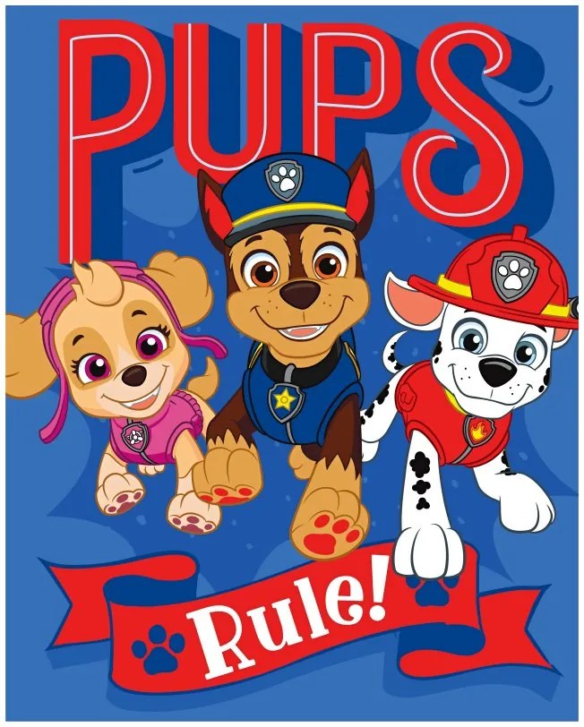 Detská fleecová deka Tlapková patrola - Paw Patrol - motív Pups Rule - 130 x 170 cm