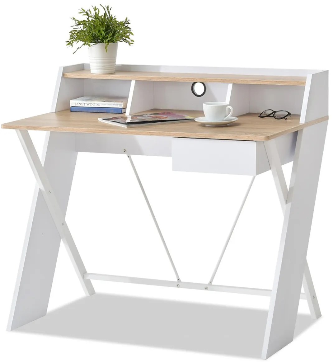 PC stolík Aspart (dub + biela). Akcia -37%. Vlastná spoľahlivá doprava až k Vám domov. 1109726