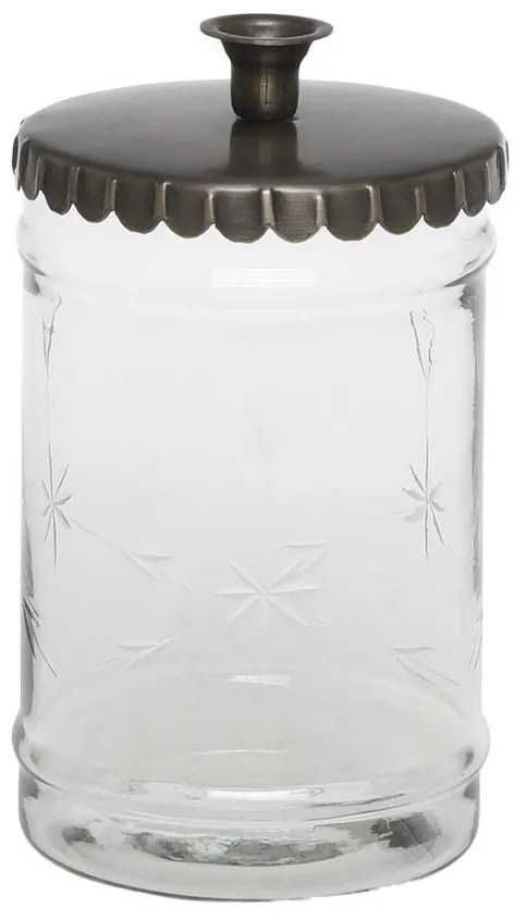 Mosadzný antik svietnik s pohárom na úzku sviečku - Ø 9*16 cm