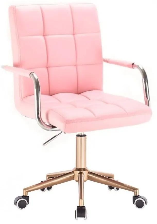 LuxuryForm DESIGN Stolička VERONA na zlaté podstave s kolieskami - ružová