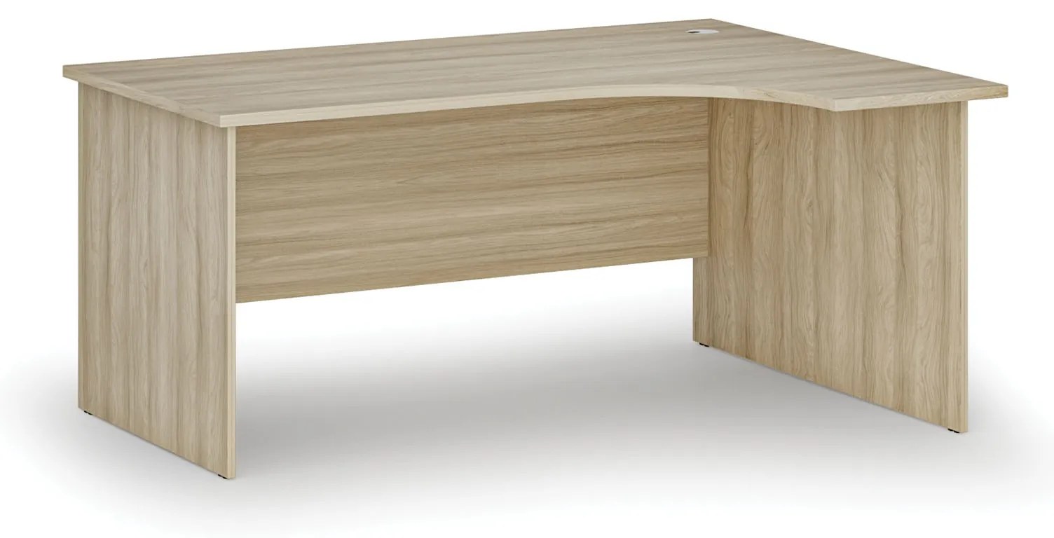 Rohový kancelársky písací stôl PRIMO WOOD, 160x120 cm, pravý, dub prírodný