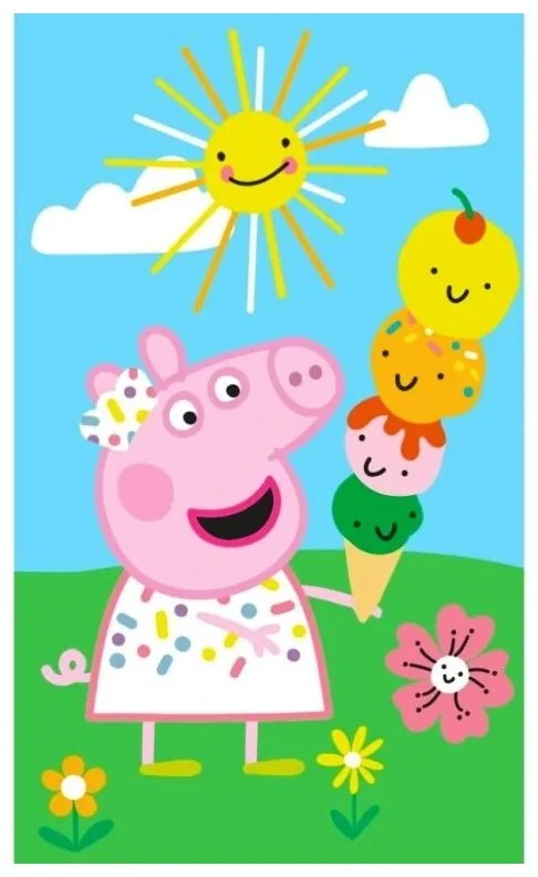 Detský uterák Prasiatko Peppa - motív Zmrzlinová pyramída - 100% bavlna - 30 x 50 cm