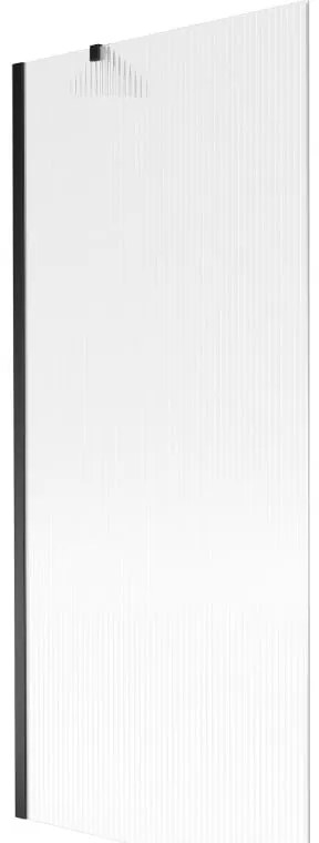 Mexen Next, vaňová zástena 1-krídlová 80 x 150 cm, fixné krídlo, 6 mm sklo s pruhmi, čierny profil, 895-080-000-00-09-70