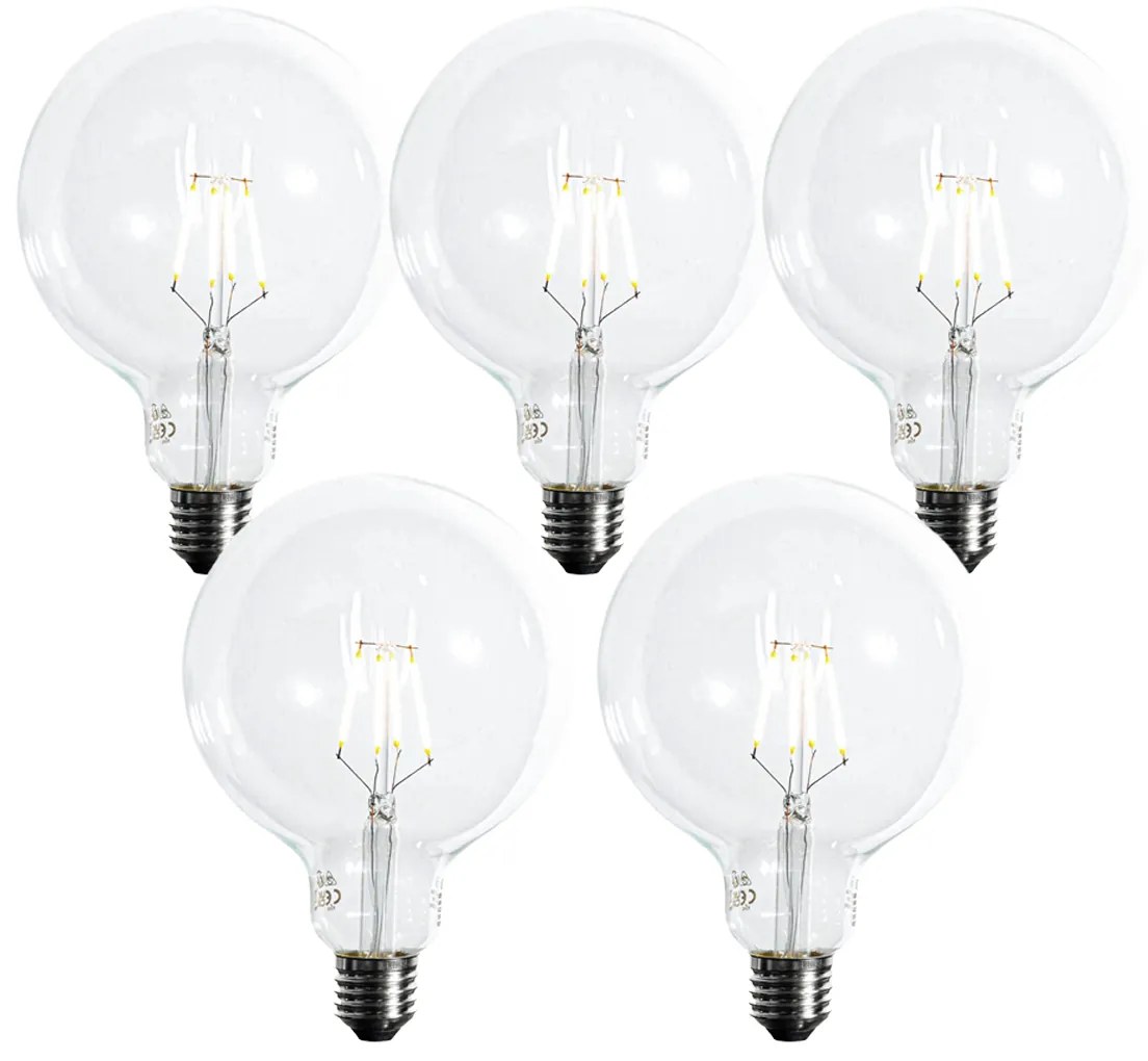 Sada 5 ks E27 Stmievateľná LED žiarovka so špirálovým vláknom G125 5W 450lm 2700K
