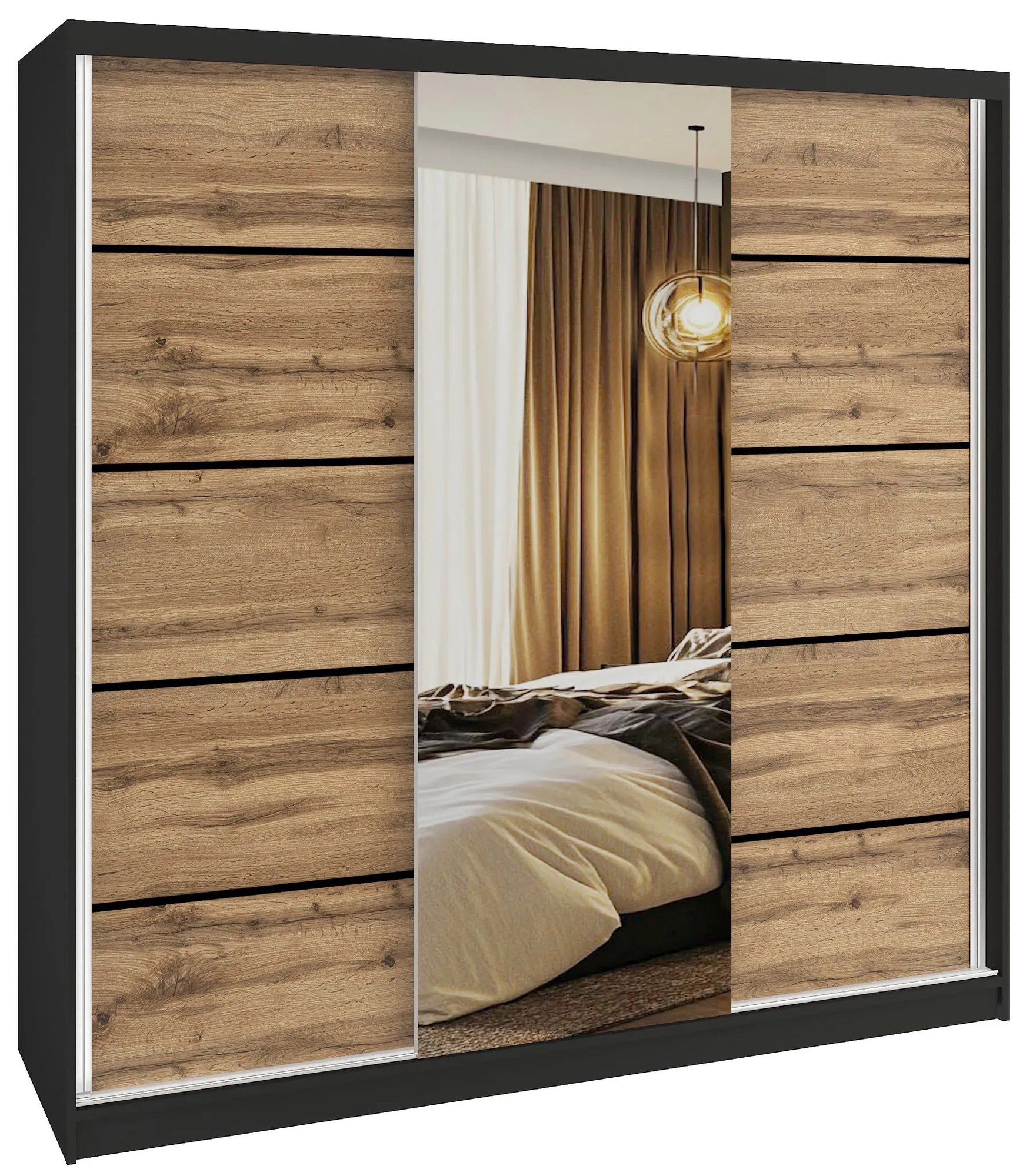 Šatníková skriňa SERENITY 200 cm dub wotan mat MT SERENITY SZP5/0/B/DW/0/HIAL