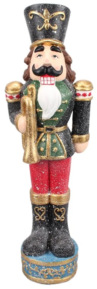 Červeno-zelená vianočná dekorácia socha Luskáčik - 22*15*65 cm