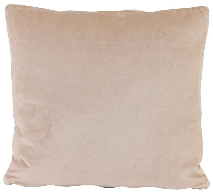 Béžovo ružový zamatový štvorcový vankúš Daloa - 50 * 50 cm