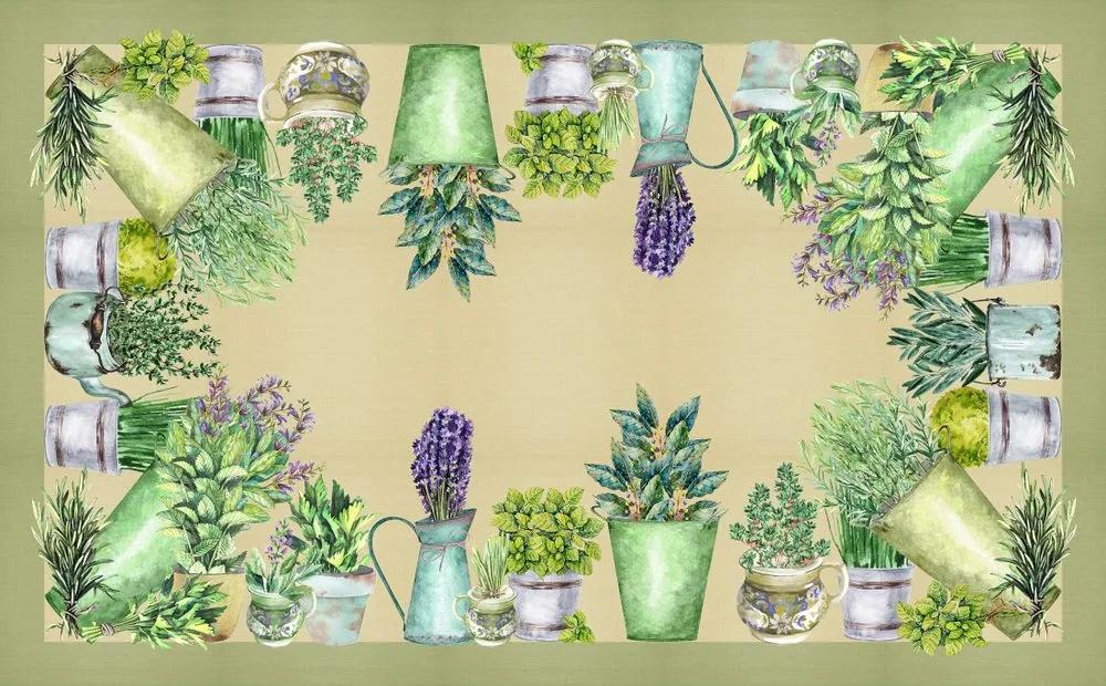 Gipetex Natural Dream Bavlnený obrus s 3D potlačou Herbs - 150x180 cm