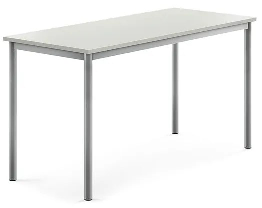 Stôl SONITUS, 1400x600x720 mm, HPL - šedá, strieborná