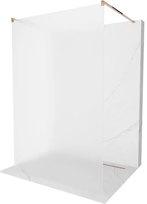 Mexen Kioto, priechodná sprchová zástena 100 x 200 cm, 8mm sklo námraza, 2x ružové zlato stabilizačná rozpera, 800-100-002-60-30