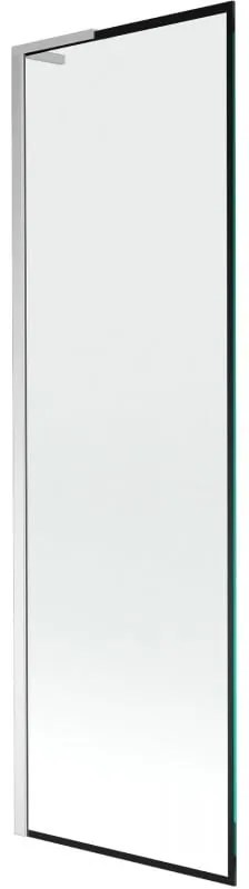 Mexen Next L, 1-krídlová vaňová zástena 60 x 150 cm, 6mm číre sklo-čierny vzor, chrómový profil, 895-060-000-03-70-01
