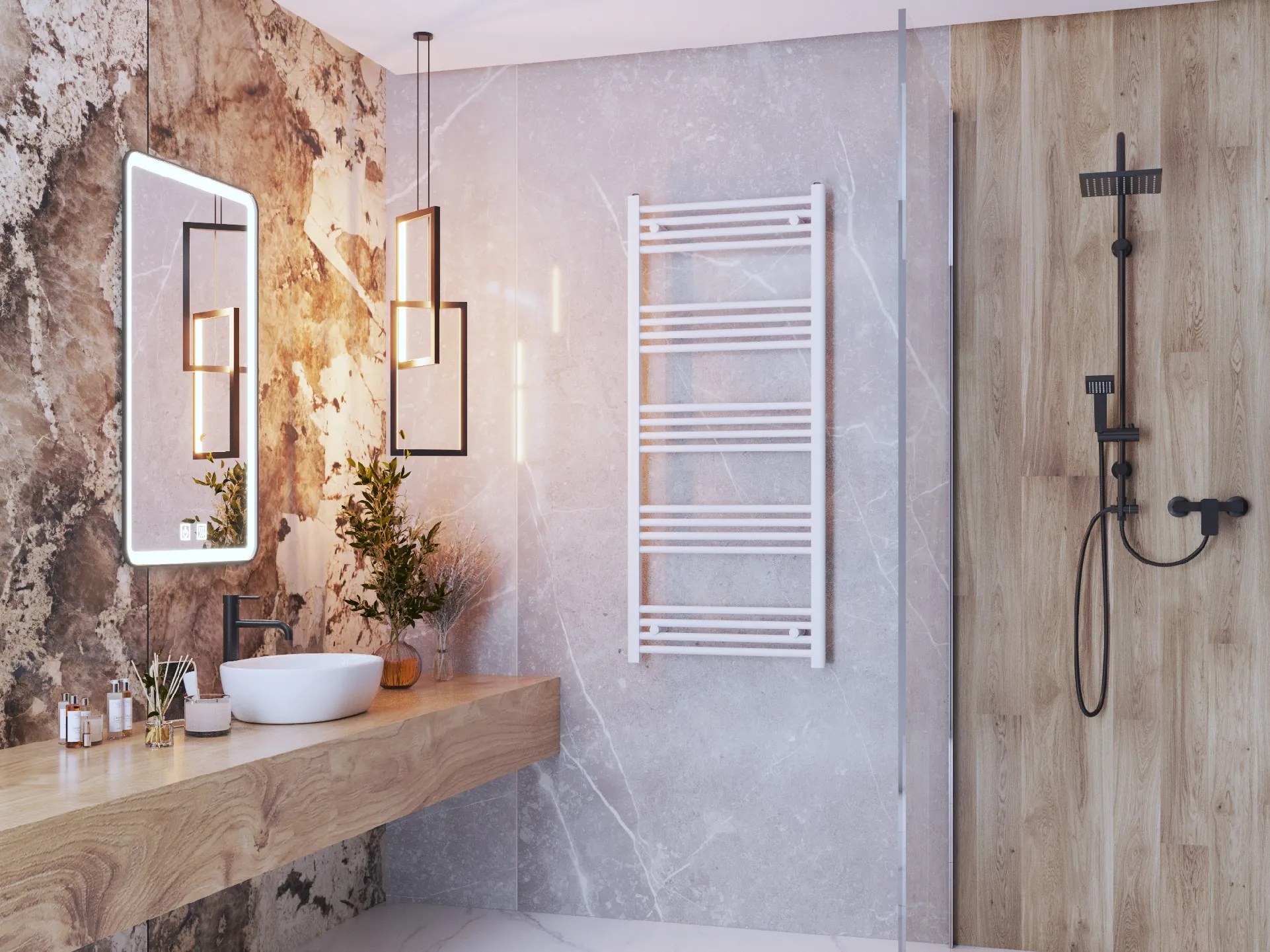 Erga Basic, vykurovacie teleso 1400x600 mm, 627 W, biela, ERG-LAV-BASIC-14060-WH