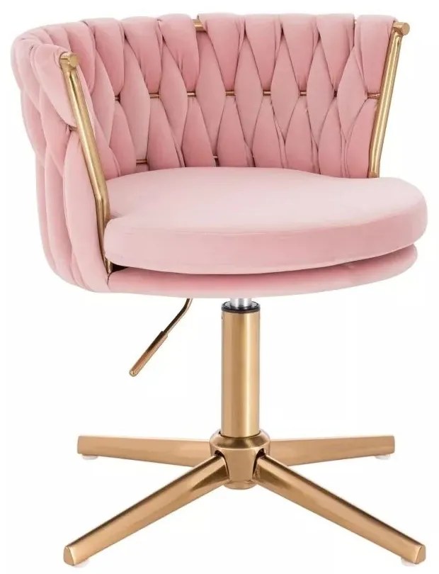 LuxuryForm DESIGN Stolička LYON VELUR na zlatom kríži - ružová