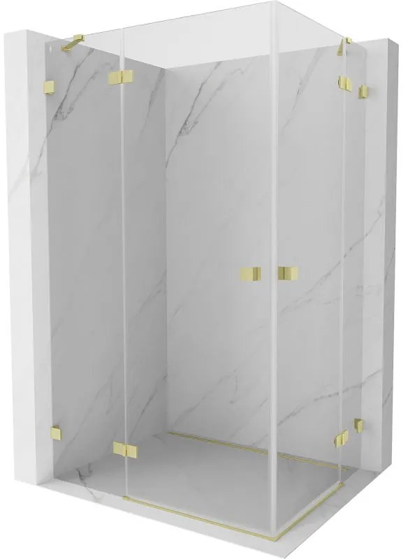 Mexen Lunar Duo, výklopný sprchový kút 80 x 70 cm, 8mm číre sklo, zlatý matný profil, 834-080L-070P-55-00