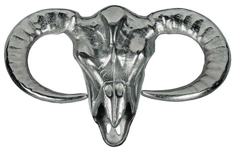 Nástenná strieborná dekorácia lebka býka - 45 * 30cm