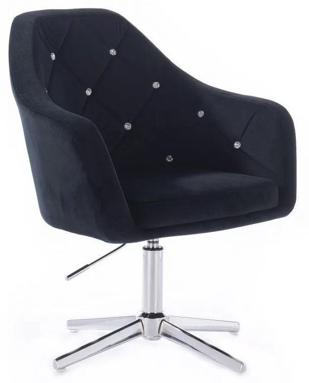 LuxuryForm DESIGN Kreslo ROMA VELUR na striebornom kríži - čierne
