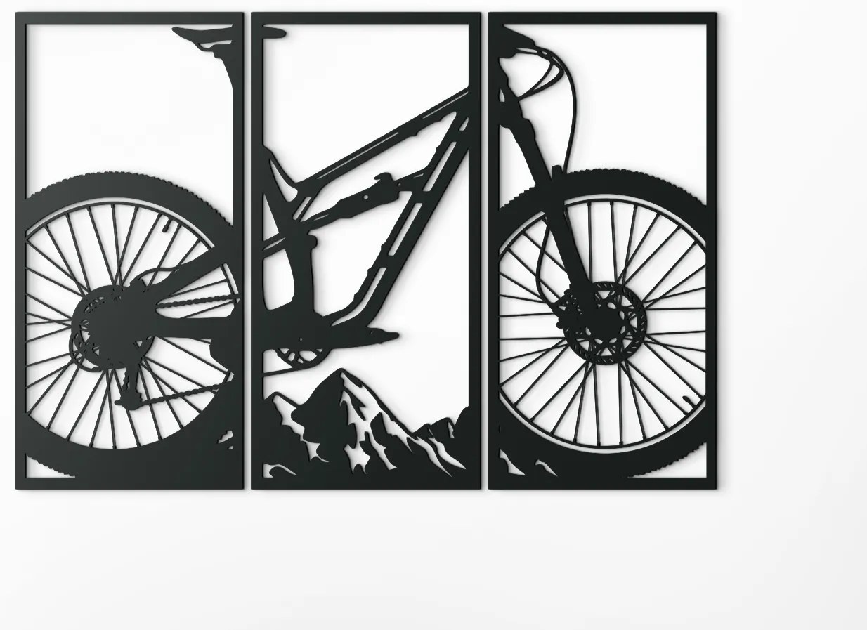 drevko 3-dielny obraz Bicykel Rozmer obrazu: 44 x 65,5 cm, Farba dekorácie: Čierna
