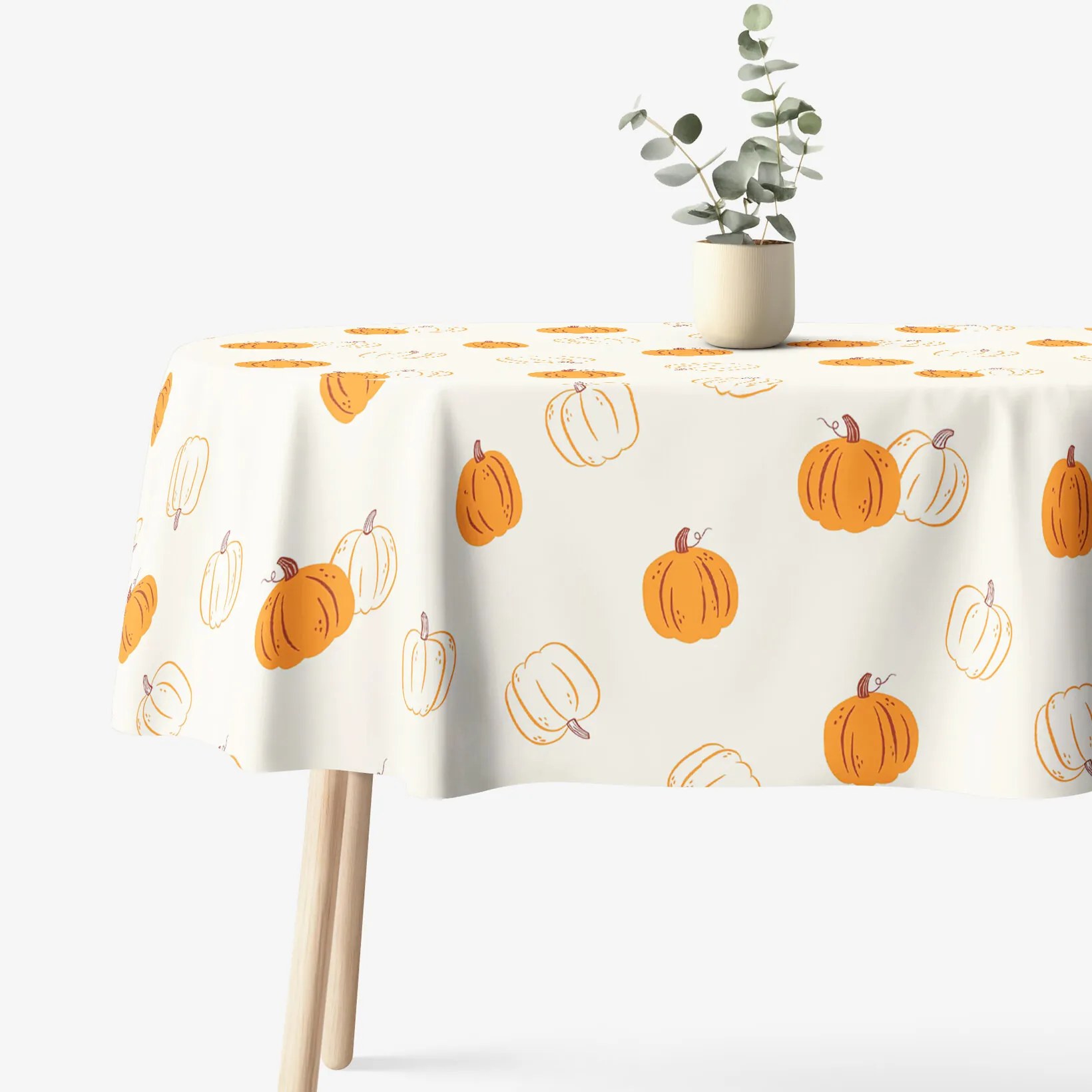 Goldea oválny obrus 100% bavlnené plátno - jesenné tekvice 120 x 160 cm