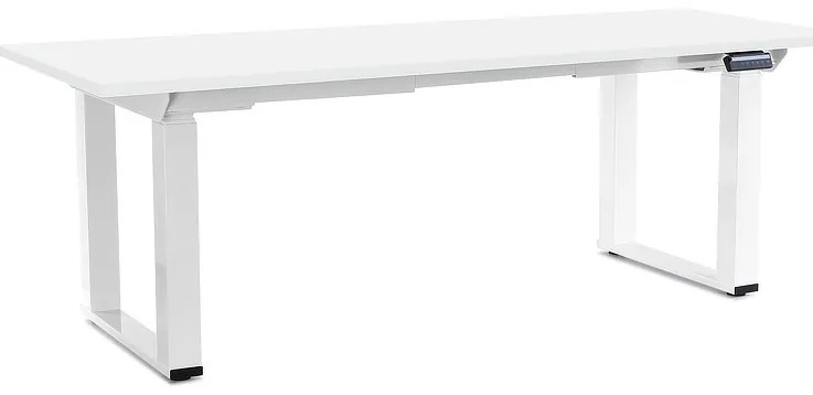 Výškovo nastaviteľný stôl OfficeTech Strong 200 x 80 cm, biela podnož, biela