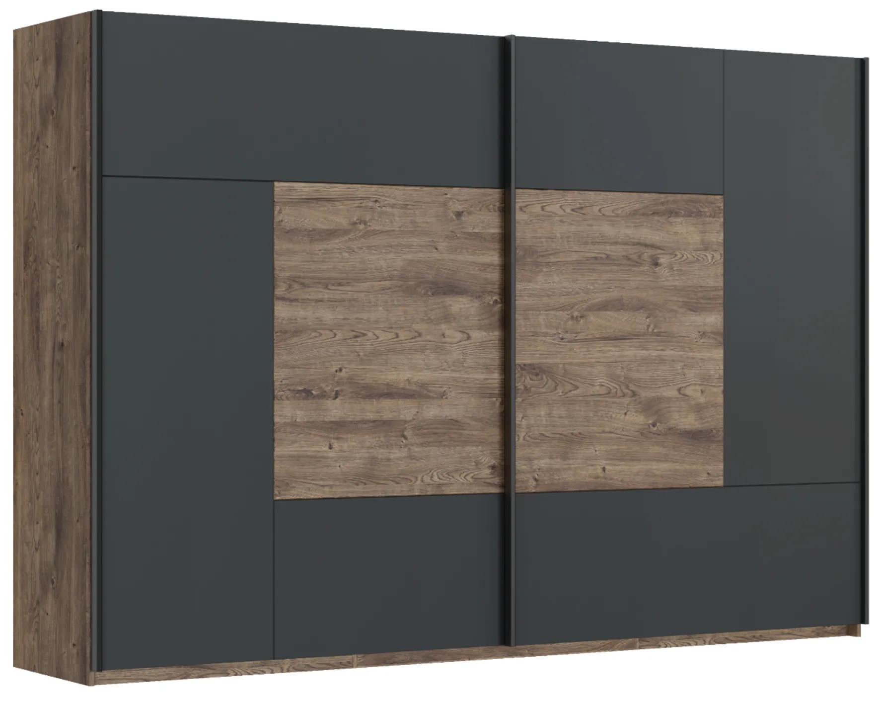 Šatníková skriňa Amnezi (dub ribeck + grafit tmavý) . Vlastná spoľahlivá doprava až k Vám domov. 1063773