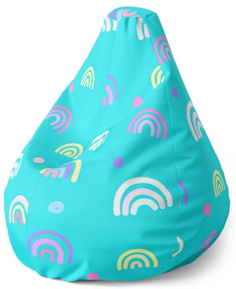 Sedací vak Pear farebné dúhy - detský, tyrkysová