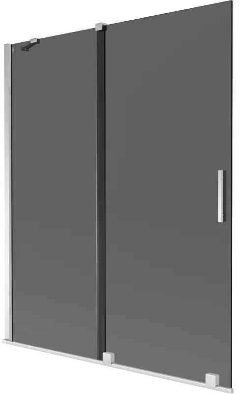 Mexen Velar, 2-krídlová posuvná vaňová zástena 140 x 150 cm, 8mm šedé sklo, chrómová, 896-140-000-41-01