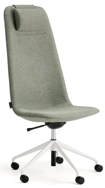 Stolička LANGLEY, vysoký sedák, s kolieskami, biela/zelenošedá