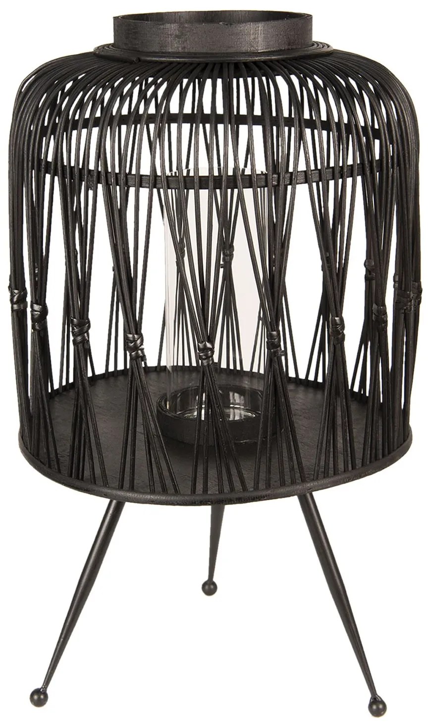 Čierna bambusová lampáš na nožičkách 31 * 54 cm