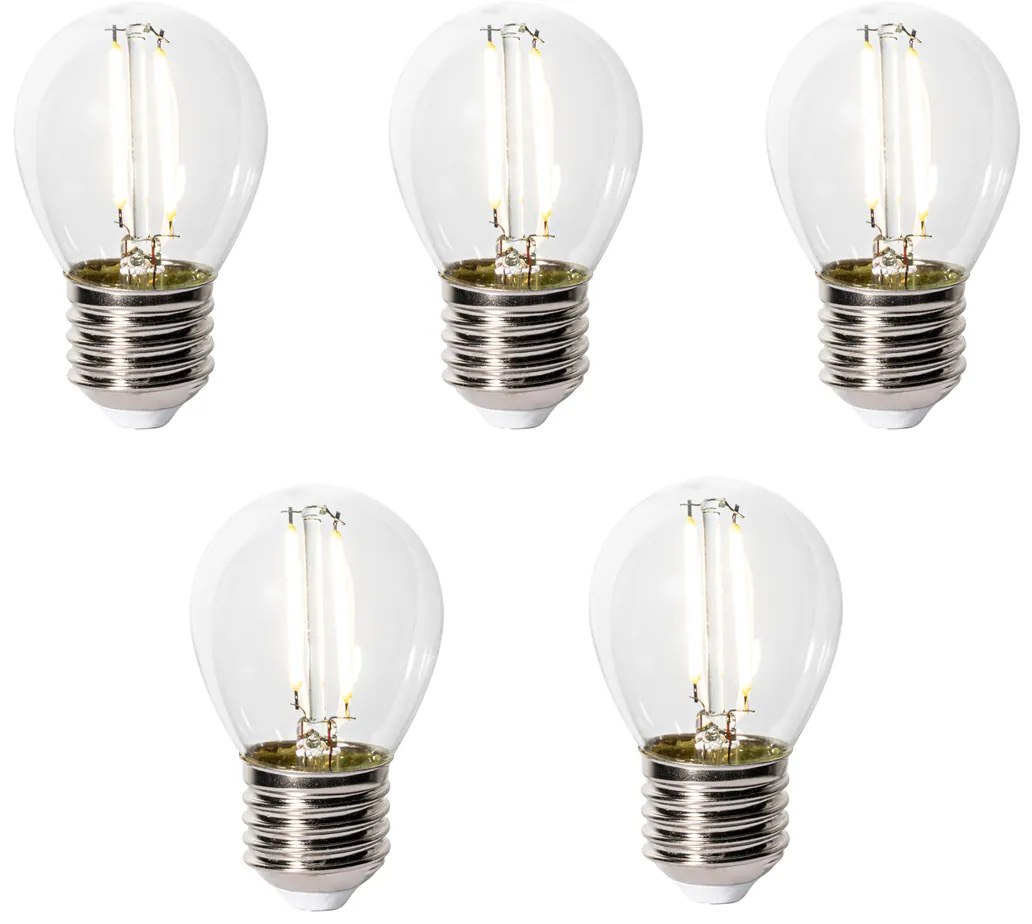 Sada 5 stmievateľných LED žiaroviek E27 P45 z číreho skla 3W 250 lm 3000K