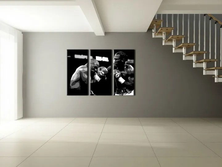 Ručne maľovaný POP Art obraz Tyson vs. Lewis 3 dielny box