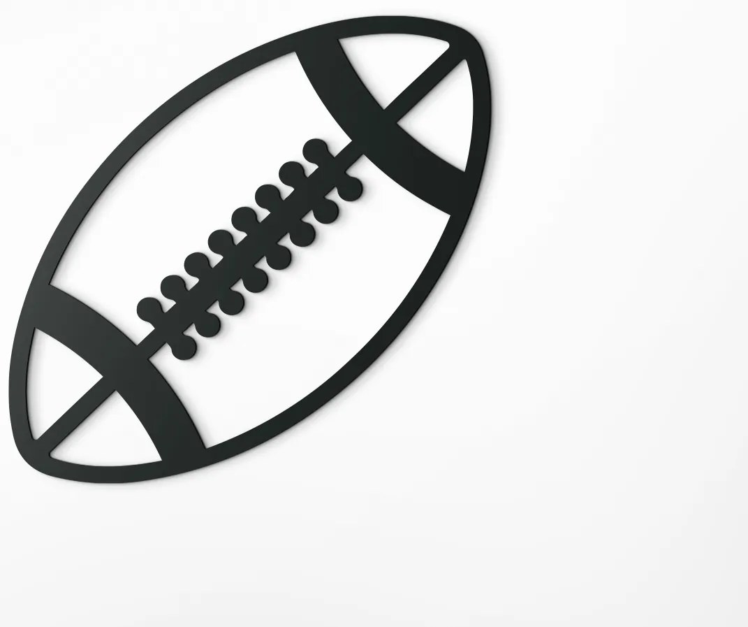 drevko Drevená nálepka Lopta na Rugby Rozmer obrazu: 31,5 x 32,5 cm, Farba dekorácie: Čierna