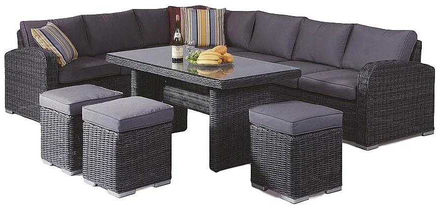 DEOKORK Ratanová zostava NAOMI antracit (podušky ZADARMO)